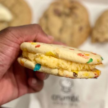 Crumbl - Parker - It's a delicious cookie. Morning cereal cookie sandwich. Fruity pebbles - Bakeries Near Me - Parker, Colorado
