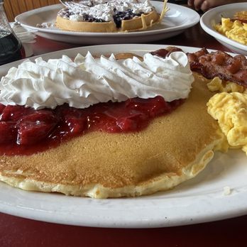 Victoria's Cafe - Waffle with blueberries and pancakes with strawberries. - Breakfast & Brunch Near Me - Vancouver, Washington Victoria's Cafe - Waffle with blueberries and pancakes with strawberries. - Breakfast & Brunch Near Me - Vancouver, Washington