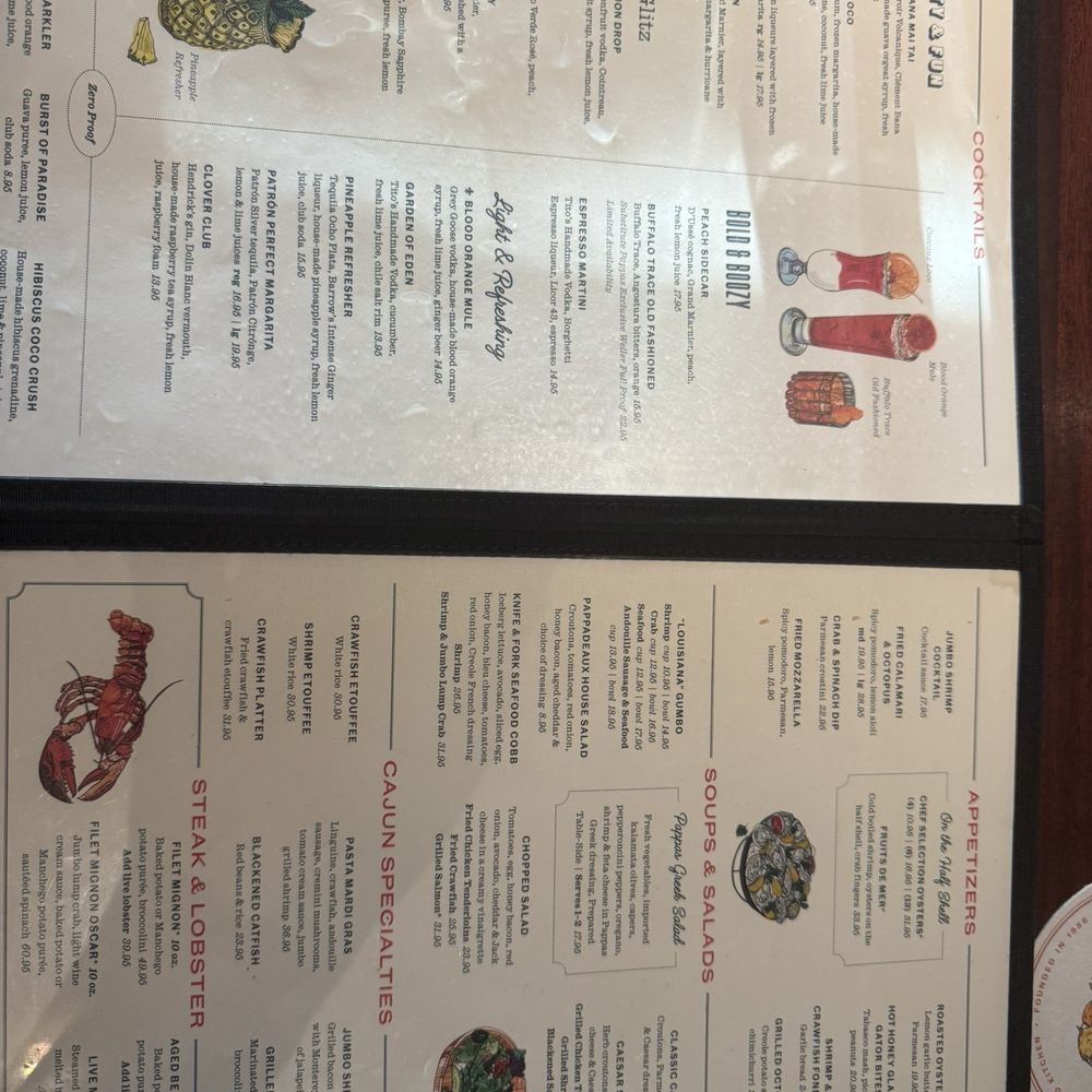 Pappadeaux Seafood Kitchen - The menu! - Seafood Near Me - Austin, Texas