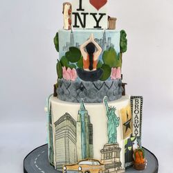Cream & Cardamom Cakes - New York themed cake for a yoga lover