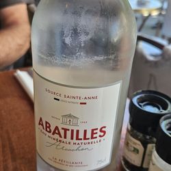 Bottled sparkling water.
