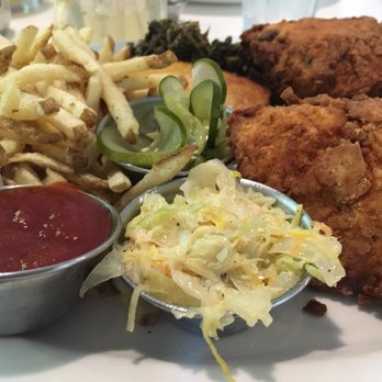 Gracie's Luncheonette - Buttermilk fried chicken, fries, slaw, corn bread, stewed greens, and homemade ketchup. - American Near Me - Leeds, New York