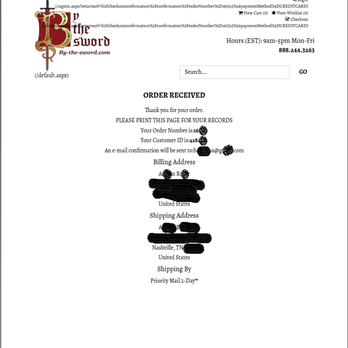 By The Sword - The order I received with no intended date of ship. - Costumes Near Me - Huntingburg, Indiana