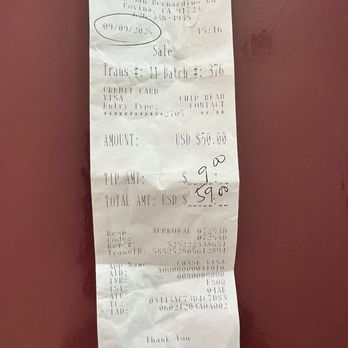 Chili Tango Thai Cuisine - 9/9/25 receipt from lunch specials - Thai Near Me - Covina, California