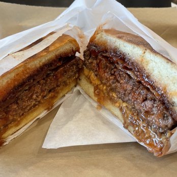 Grill 'Em All - 1/2 lb. Dee Snider Burger -- peanut butter, strawberry jam, bacon and burger - Burgers Near Me - Long Beach, California