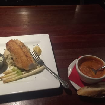 Hell's Kitchen - Panfried walleye and tomato basil soup. - New American Near Me - Minneapolis, Minnesota