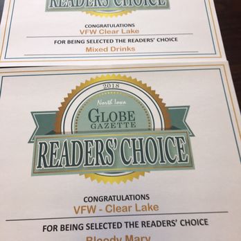 VFW Post 4868 - Home of the 2018 Best Mixed Drinks & Best Bloody Mary's - Bars Near Me - Clear Lake, Iowa VFW Post 4868 - Home of the 2018 Best Mixed Drinks & Best Bloody Mary's - Bars Near Me - Clear Lake, Iowa