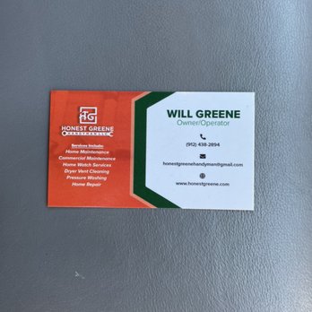 Honest Greene Handyman - New business cards - Handyman Near Me