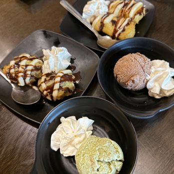 Sushi Bang Bang - Fried banana (a must), fried Oreo, green tea (delish) and chocolate ice cream - Japanese Near Me - Austin, Texas Sushi Bang Bang - Fried banana (a must), fried Oreo, green tea (delish) and chocolate ice cream - Japanese Near Me - Austin, Texas