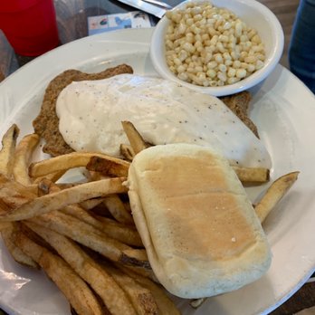 Cook's Country Kitchen - Country fried steak with fries and corn - American Near Me - Blairsville, Georgia Cook's Country Kitchen - Country fried steak with fries and corn - American Near Me - Blairsville, Georgia
