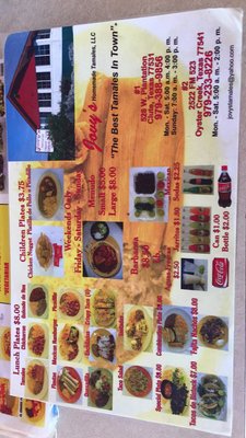Menu photo 2 Jovy's Homemade Tamales Clute, TX