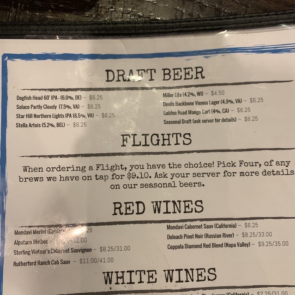 CJ Finz - Draft Beers - Seafood Near Me - Manassas, Virginia