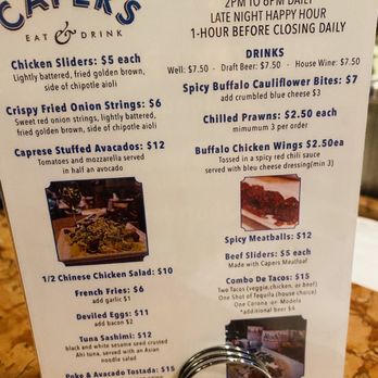 Capers Eat & Drink - Happy Hour Menu open on Mondays now! - New American Near Me - Campbell, California Capers Eat & Drink - Happy Hour Menu open on Mondays now! - New American Near Me - Campbell, California