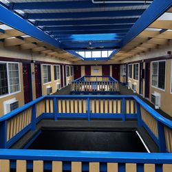 Town House Motel - the somewhat springy, second floor lobby between rooms.