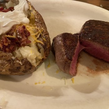 Jim's Steak and Chop House - Loaded baked potato & 8oz filet mignon medium rare - Steakhouses Near Me - Pittsburg, Kansas Jim's Steak and Chop House - Loaded baked potato & 8oz filet mignon medium rare - Steakhouses Near Me - Pittsburg, Kansas