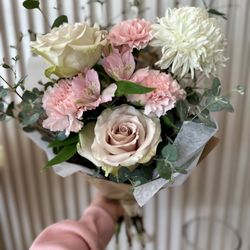 Blushing Louis Flowers - every day wrapped bouquet