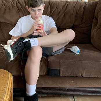 Plateau Espresso - Boy sucking down his frappacino ala caramel and asked for another (didn't get him one lol) - Cafes Near Me - Alamogordo, New Mexico