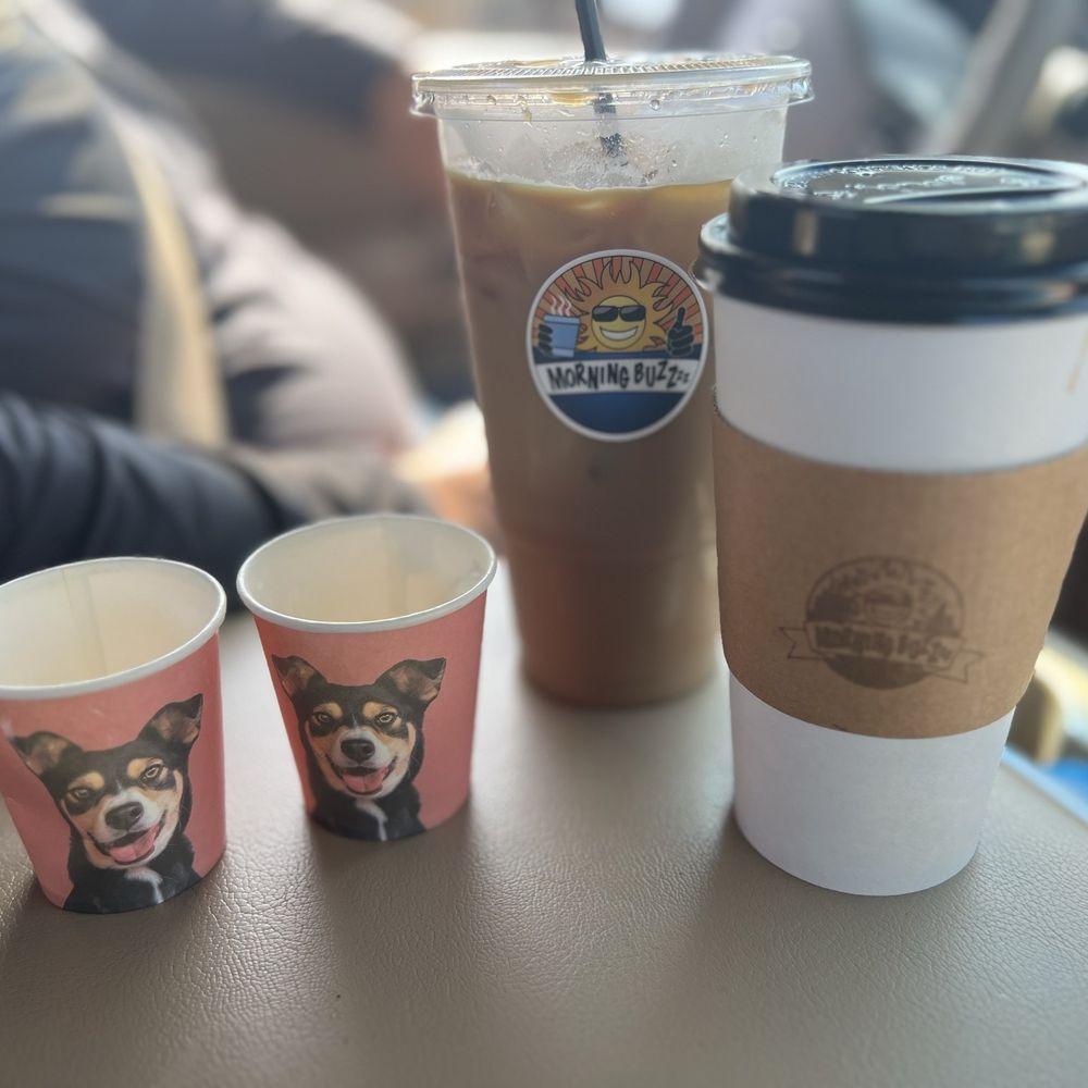 three cups of coffee with a dog on them three cups of coffee with a dog on them