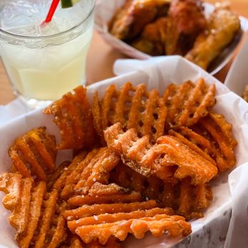 Chick-N-Beer - Sweet potato waffle fries and sweet chili wings - Chicken Wings Near Me - Oklahoma City, Oklahoma Chick-N-Beer - Sweet potato waffle fries and sweet chili wings - Chicken Wings Near Me - Oklahoma City, Oklahoma