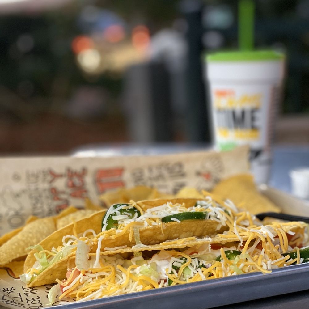 Two tacos, chips and a drink Tuesday special.