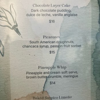 Matices - Dessert Menu - French Near Me - Truckee, California