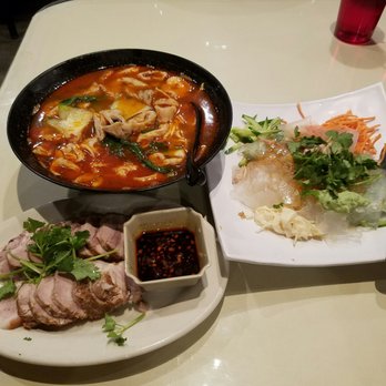 Kung Fu Noodle - Spicy Pork Intestine noodle soup, Rainbow Noodle plate, and Marinated Pork - Szechuan Near Me - Tucson, Arizona