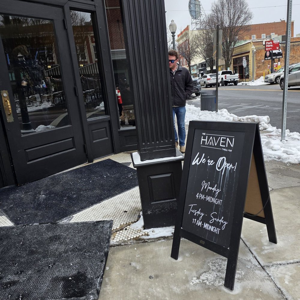 The Haven - The sidewalk sign informing the public that they are finally open. - Comfort Food Near Me - Roanoke, Virginia The Haven - The sidewalk sign informing the public that they are finally open. - Comfort Food Near Me - Roanoke, Virginia