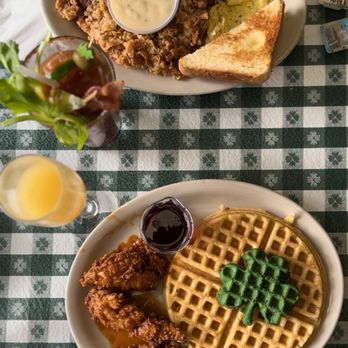 Pat's Place - Chicken Heather's "Lucky" Chicken and Waffles Chicken Fried Steak - American Near Me - New Braunfels, Texas Pat's Place - Chicken Heather's "Lucky" Chicken and Waffles Chicken Fried Steak - American Near Me - New Braunfels, Texas
