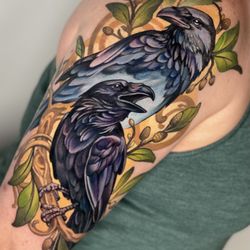 Raven illustrative tattoo