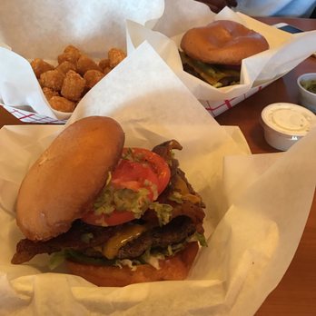 Maple and Motor - Bacon cheeseburger with grilled onions and a side of Taylor tots - Burgers Near Me - Dallas, Texas Maple and Motor - Bacon cheeseburger with grilled onions and a side of Taylor tots - Burgers Near Me - Dallas, Texas