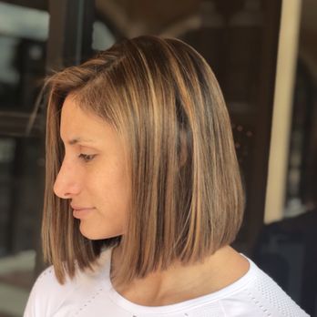 New Bob Haircut And Brunette With Caramel Balayage Yelp