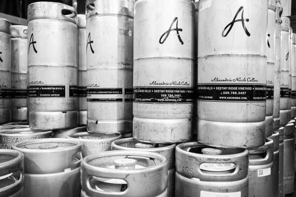 Photo of Alexandria Nicole Cellars - Woodinville, WA, US. kegs stacked on top of each other