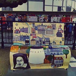 Shakespeare's Bench - Shakespeare book bench outside Shakespeare's Globe.