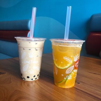 Aloha Express - Boba Milk Tea & Peach Jasmine Tea-Both Really good ! - Hawaiian Near Me - Visalia, California
