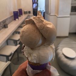 Morelli's Gelato - From the cone: chocolate velvet (cannot be seen on the photo), coconut sri lanka, dulce de leche(caramelised milk)