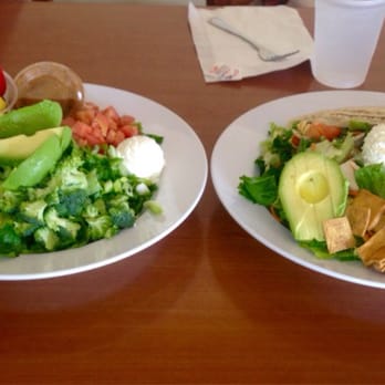 Calif Chicken Cafe - 411 salad on left and California chicken salad on right. - Salad Near Me - Venice, California