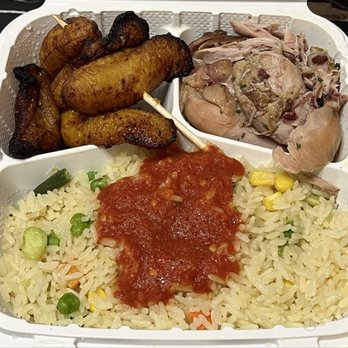 African Dream Cuisine - Smoked Ckicken Vegan Plater, Side of Veggie Rice, Fried Plantains - African Near Me - Independence, Missouri African Dream Cuisine - Smoked Ckicken Vegan Plater, Side of Veggie Rice, Fried Plantains - African Near Me - Independence, Missouri