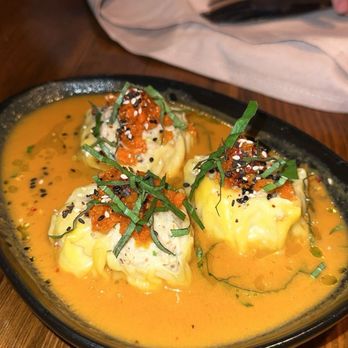 Rhea - shrimp shumai in a tomato sauce. amazing - New American Near Me - Saratoga Springs, New York