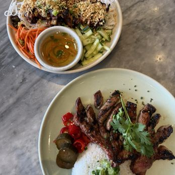 Slanted Door - Pork chop and 5 Spice Chicken Vermicelli - Vietnamese Near Me - San Ramon, California Slanted Door - Pork chop and 5 Spice Chicken Vermicelli - Vietnamese Near Me - San Ramon, California