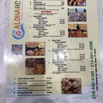 Alohahola - Menu - Chicken Wings Near Me - Plano, Texas