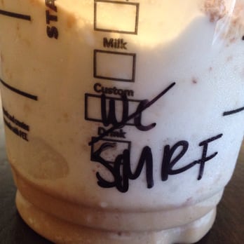 Starbucks - Half a cup of whipped cream in the bottom of a cup with the symbol for "NO Whipped Cream" - Coffee & Tea Near Me - San Mateo, California Starbucks - Half a cup of whipped cream in the bottom of a cup with the symbol for "NO Whipped Cream" - Coffee & Tea Near Me - San Mateo, California