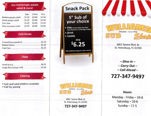 Menu photo 4 Williams Sub Shop Saint Petersburg, FL