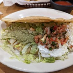 La Hacienda Mexican Restaurant - This is their new 'Puffy' taco and it was excellent. It filled the entire platter and could easily be divided for 2 people.