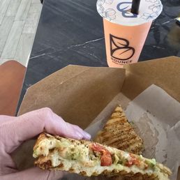 Tropical waterfall and Basil pesto panini