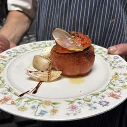 Beets and Carrots Farm-to Table - Roasted Stuffed Tomatoes with shallot and mustard cream