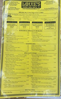 Menu photo 1 Louies Texas Red Hots Orchard Park, NY
