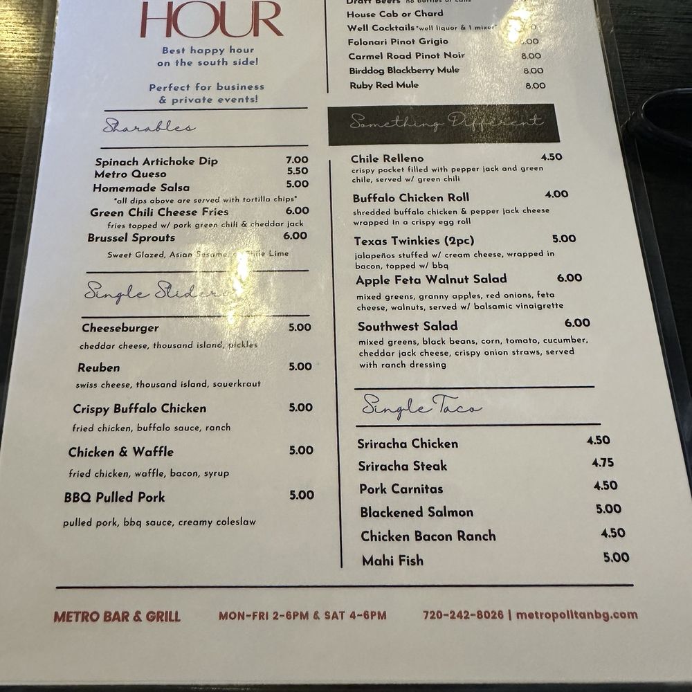 Happy Hour menu Happy Hour menu