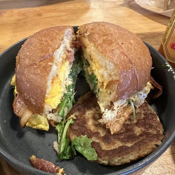 Renegade By Devout Coffee - Breakfast sandwich with pork sausage on the side (preference !) - Coffee & Tea Near Me - Fremont, California