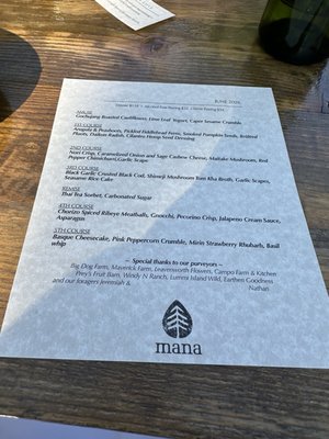 Menu photo 3 Mana Restaurant Leavenworth, WA