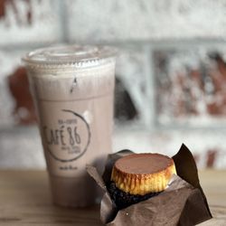 Cafe 86 - Ube latte and ube cupcake with flan